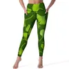 Women's Leggings Green Ginko Biloba Cute Leaves Print Workout Gym Yoga Pants Push Up Fashion Leggins Stretchy Graphic Sport Legging Gift