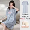 Indumenti da notte da donna 2024 Estate Manica corta in cotone Lingerie Camicie da notte per le donne Coreano Cute Cartoon Night Dress Camicia da notte Nighty