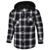 Frühling und Herbst Neue Fi Kapuze Doppeltasche Täglich Casual Plaid Flanell Herren LG-Ärmelhemd Wollmantel Amerikanischer Code V6wm #