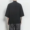 Été Fi Hommes Nouveau Cott Lin Chemise Veste Japonais Fi Casual Streetwear Mâle Point Ouvert Manteau Top Grande Taille 5XL x5i4 #