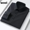 Luksusowe high Qulity LG-Sleeve koszule dla mężczyzn miękka wełna szczupła koszula solidna kolor ubrania biurowe za darmo statek b3ld#