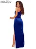 Grundläggande casual klänningar vår bodycon sexig hög slits lång klänning sammet one-shoulder prom svarta födelsedagsklänningar för kvinnor fest 2022 vestido feminino yq240328