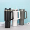 Vattenflaskor 40 oz stor kapacitetsvatten för män och kvinnor kaffesolering kopp bil rostfritt stål med handtag halmflaska