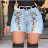 Plus Size Sexy Branco Azul Oco Out Denim Shorts 4XL Verão Mulheres Cintura Alta Rasgado Borla Jeans Curtos Lace Up Bandage Hotpants D9XH #