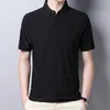 browon New Arrival Summer Men T-shirt Casual Thin Turn-down Collar Tshirt Short-sleeved Solid Color Oversized T Shirt l2sl#