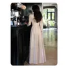 Party Dresses Women Evening Dress Elegant Temperament Champagne Long Sleeve Floor-Length V-Neck Quinceanera Prom Gown