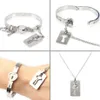 Paar Titanium Stalen Slot Bangle Armband En Sleutel Hanger Ketting Liefde Set Vrouwen Mannen Liefhebbers Jewelry228e