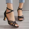 Kleid Schuhe Sommer Sexy High Heel Sandalen Für Frauen Plus Größe Kreuz Gürtel Gold Abdeckung Stiletto Tanz Pumpen Alias De mujer