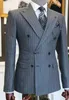 Gris hommes costumes rayé smoking 1 pièce veste de fête coupe ajustée mariage marié Fi Design mâle Blazer pour dîner veste seulement U1H4 #