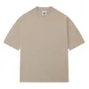Hochwertiges 32-fädiges Doppelgarn aus reiner Baumwolle, High-End-Haferfarbe, trendige Marke, kurzärmeliges T-Shirt mit kleinem Ausschnitt für Männer und Frauen im einfachen Stil