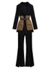 2023 Lente Riem Decoratieve Patchwork Jas Blazer Casual Expansi Huilen Tweedelige Elegante Vrouwen Broek Pak Kantoor Outfits I4Ek #