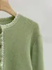Work Dresses Autumn And Winter Green Set Lace Embroidery Bubble Sleeve Cardigan Coat Half Skirt