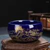 Teaware set 4st/set Jianzhan Ceramic Tea Cup Set Chinese Leaves Blommor Teacup Home Water Kiln Change Bowl Present Box