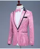 Blazer rosa con paillettes con un bottone Blazer di marca Discoteca Prom Giacca da uomo Giacca da matrimonio Cantante Costume Papillon Include 240313