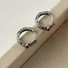 Hoop Earrings ANENJERY Hollow Out Texture For Women Retro Thai Silver Jewelry Party Gifts Pulseras Mujer