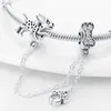 Charms 925 Sterling Silver Safety Chain Romantic Flowers Balloon Bead Charm Fit For Original Armband DIY Jewelry Making