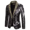 Luxe Or Paillettes Glitter Veste Hommes Slim Fit Cranté Revers Blazer Veste Hommes Discothèque Scène Chanteurs Blazers Costume Homme Q4WK #