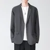 tfetters fi erkekler Korean fi yakışıklı rahat gevşek tasarım takım elbise düz renk polyester akıllı gündelik blazerler d34h#