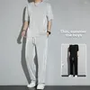 Men's Tracksuits Lightweight Men Outfit Summer Sports Set Round Neck T-shirt Drawstring Pants Two-piece For Indoor Outdoor Activities