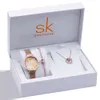 SK Series 0189 Fashion Butterfly Quartz Necklace Armband Present Box Watch Set