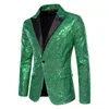 Män Shiny paljett Tuxedo Party Dinner Prom One Butt Suit Mens Suits Slim Fit Jacket V9YX#