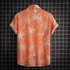 Men's Casual Shirts Men Beach Shirt Coconut Tree Print Summer Single-breasted Lapel Cardigan For Vacation Style Holiday