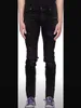 Schwarz W Water Jeans Ripped Do Old Lila Leder Patch Slim Butts Jeans Männer High Street O9df #