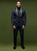 Black Jacquard Men passar skräddarsydda 2 stycken Blazer byxor en rumpa guldapplikationer bröllop brudgum busin kausal prom skräddarsydd l4i3#