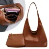 Сумки для плеча женщин кожаная сумка мода мягкая подмышка повседневная бродяга и сцепление 2pcs сумочка набор поездок