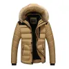 Parkas pour hommes de couleur unie épaissir manteau chaud Fi col de fourrure pour hommes nouveaux vêtements grande taille imperméable à capuche hiver Parker manteau G3Tp #