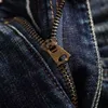 Nowo projektant Fi Men Jeans Retro Black Blue Slim Slim Fit Ripped Dżinsy Mężczyźni Haftowane Patche Vintage Denim Spods Homme D1lc#