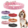 Dog Collars Wholesale Link Rhinestone Collar For Chihuhua Soft Suede Leather 500pcs