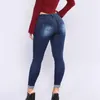 Jeans femininos 2024 rasgado mulheres primavera outono magro bulift denim lápis calças lavadas preto azul cinza calças estiramento jh104