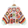 Anpassad India Style Womens Sweater Hand virkad stickkläder Ponchos virkning Cardigan