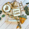 Party Decoration 7Pcs/set DIY Easter Woode Ornament Handmade Carrot Blanket Skewers Wooden Craft Tiered Tray