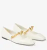 Eleganti sandali Tilda con diamanti di marca Scarpe da donna Nappa piatta in pelle con catena dorata Lady Comfort Daily Casual Walking EU35-43