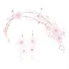 Ensemble de boucles d'oreilles et collier en acrylique, bandeau de mariée à fleurs, fait à la main avec perles, pour Banquet, robes de mariée, jupes