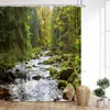 Douchegordijnen Natuur Landschap Gordijn Oceaan Tropische Regen Strand Zonsondergang Rivier Waterval Moderne Print Thuis Badkamer Decor Met Haken