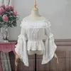 Damenblusen, viktorianische Vintage-Lolita-Shirts, Frauen, Kawaii-Spitze, Rüschen, O-Ausschnitt, ausgestellte Ärmel, Chiffon-Oberteile, mädchenhaft, süß, elegant, Prinzessin