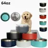 Dog Bowls 64oz Double Wall Stainless Steel Pets Food Tumblers Mugs Large Capacity FY5356 ss