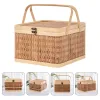 Baskets Egg Storage Basket Household Bamboo Woven Hamper Lid Natural Baskets Lidded Small