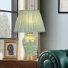テーブルランプSoura Soura Chinese Style Ceramics Lamp Led Creative Touchは、ホームリビングルームの寝室のための薄暗いシンプルなベッドサイドデスクライト