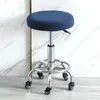 Capas de cadeira xadrez redonda capa elástica giratória elevação footstool bar almofada de assento de cor sólida protetor de jantar