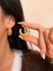 Stud Earrings Gold Plated Irreagular C Shape Lava Texture Chunky For Women Girls Vintage Metal Party Charm Jewelry Gifts 2024