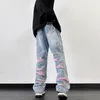 Pantalones para hombres American Ripped Jeans Hombres High Street Hip-Hop Casual Suelto Mediados de cintura Pierna recta Longitud completa Versátil Moda Denim Masculino