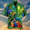 Męskie hawajskie koszule Parrot Print koszula dla mężczyzn Summer Short Shor-Down Kołnierz Streetwear Lose Vacati Beachwear Camisa P1ds#