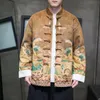 Autumn Winter Chinese Style Jacket Men's Stand Collar Butt Up China-Chic Deersskin Digital Printing Vintage Tang Suit Jacket Y6D2#