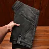 motorcycle Jeans Black and Gray for Men 2024 Fi Rock Skinny Pants Persality Stitching Vintage Men's Skinny Trousers U2En#