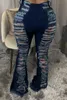 Echoine Casual Loose Blue Jeans Hollow Out Wide Ben Denim Pants Women High midje Streetwear Harajuku Straight Byxor 2021 9276#