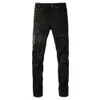 Jeans Violet Designer Hommes High Street Jeans Hommes Pantalons De Broderie Femmes Oversize Ripped Patch Trou Denim Droite Mode Streetwear Slim 886